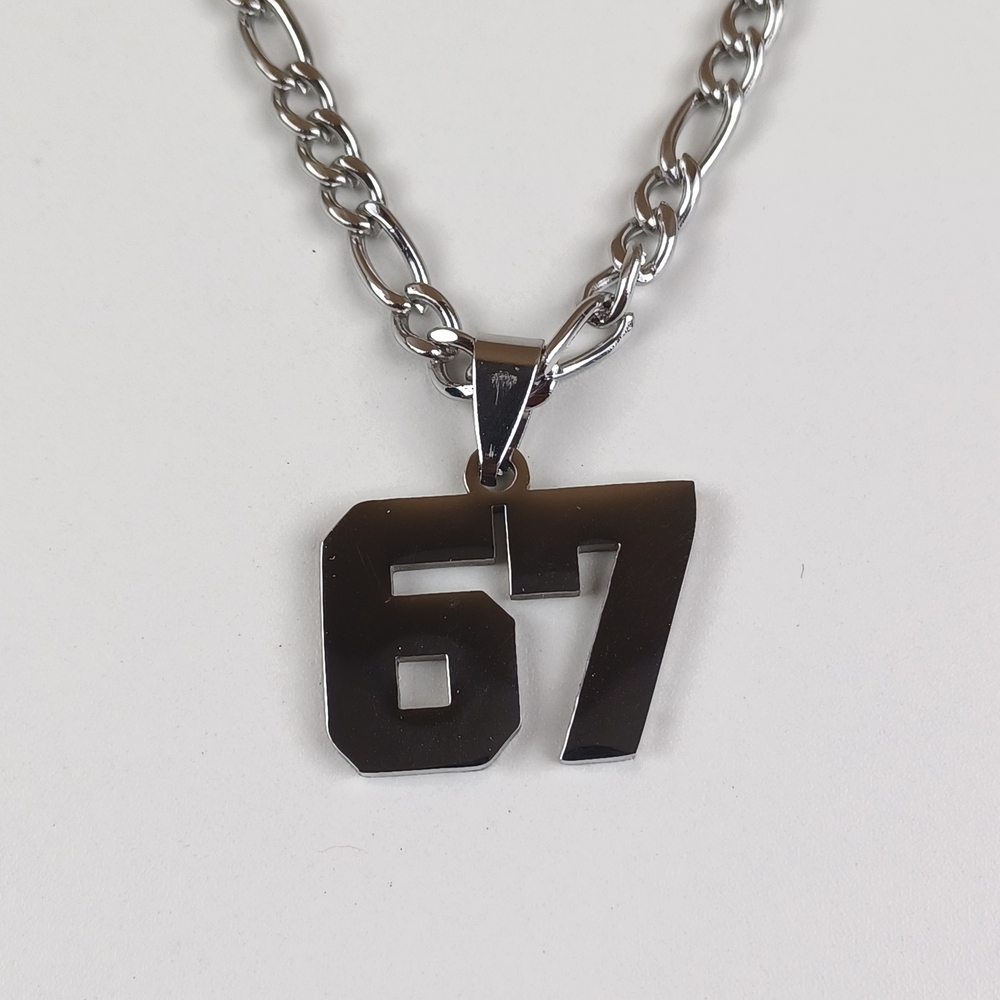 Men's Silver Gray and Silver Pendant Necklace